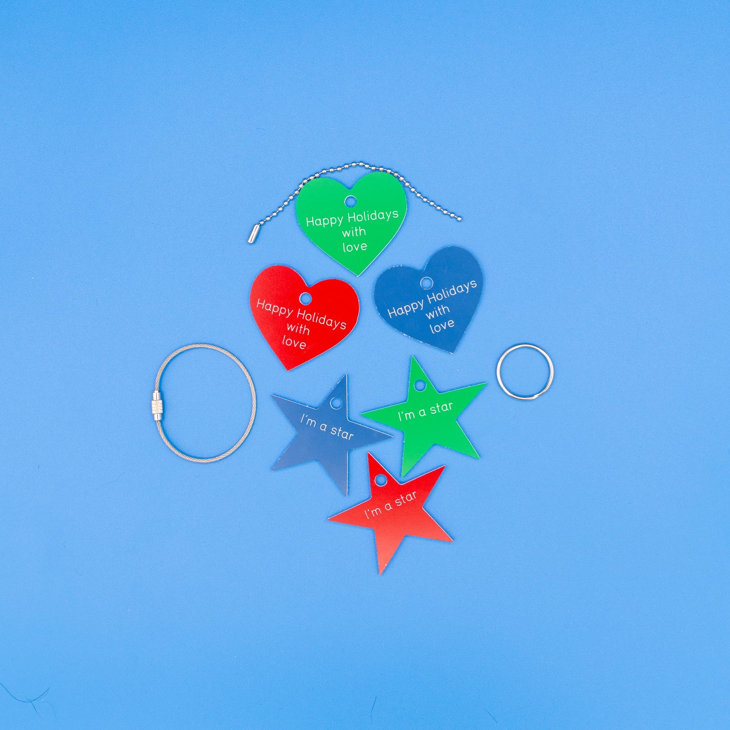 Heart and Star design acrylic keychains in different colors with all strap options.