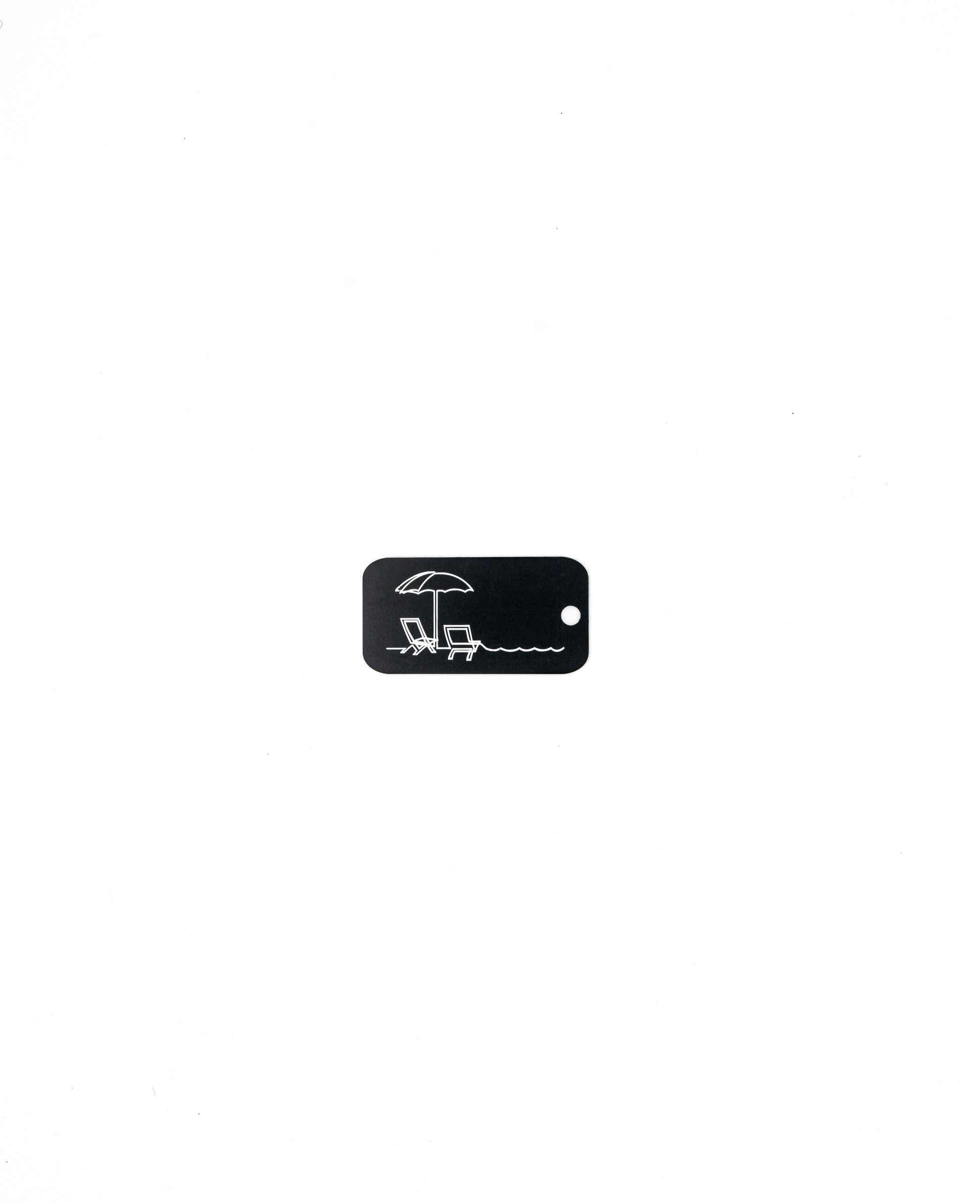 Beach Design Acrylic Keychain in black with classic key ring