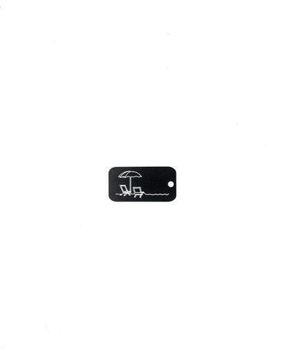 Beach Design Acrylic Keychain in black with classic key ring