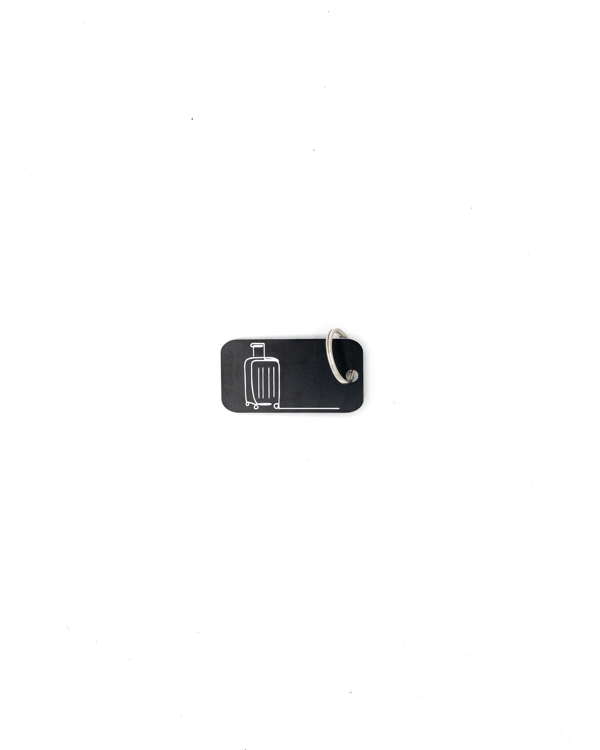 Luggage Design Acrylic Keychain in black with classic key ring