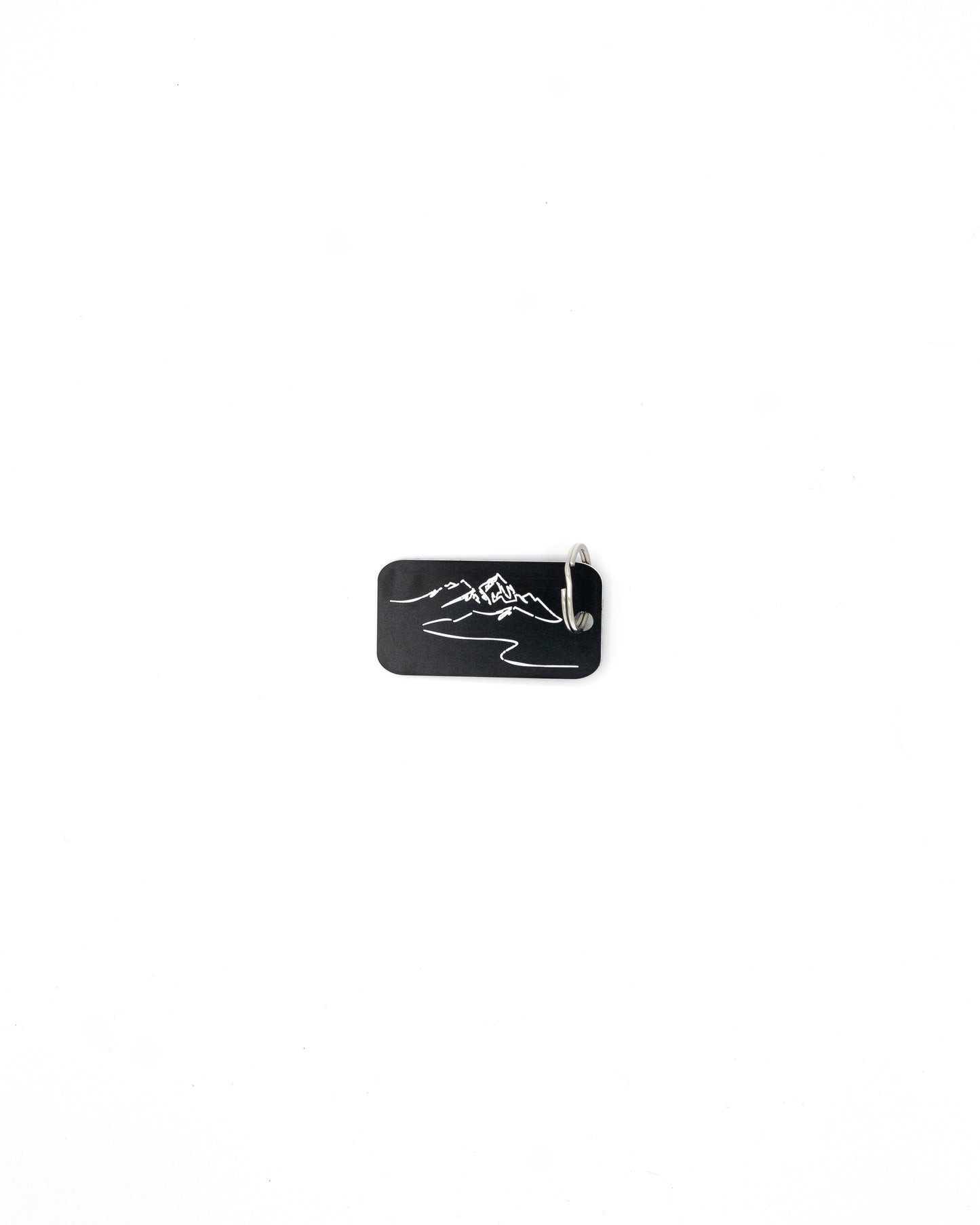 Mountain Design Acrylic Keychain in black with classic key ring