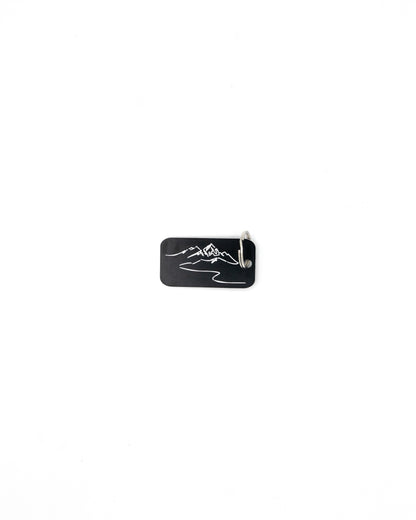 Mountain Design Acrylic Keychain in black with classic key ring