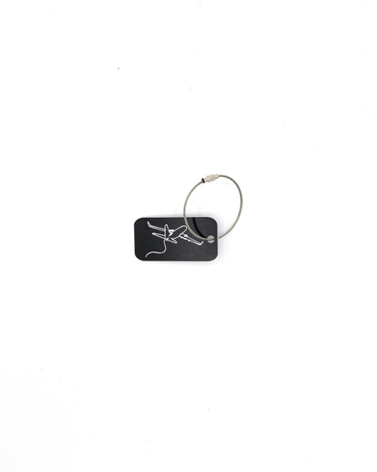 key tag with airplane design travel accessory black with wire loop
