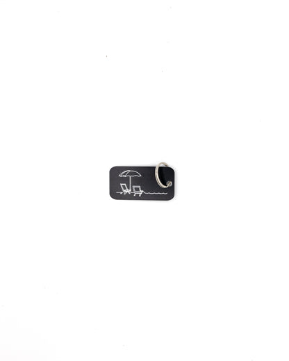 plastic key tag with beach design travel accessory black with key ring