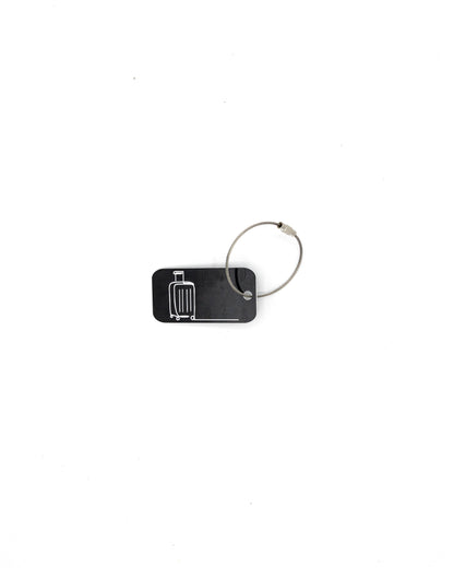 Luggage Design Acrylic Keychain in black with wire loop