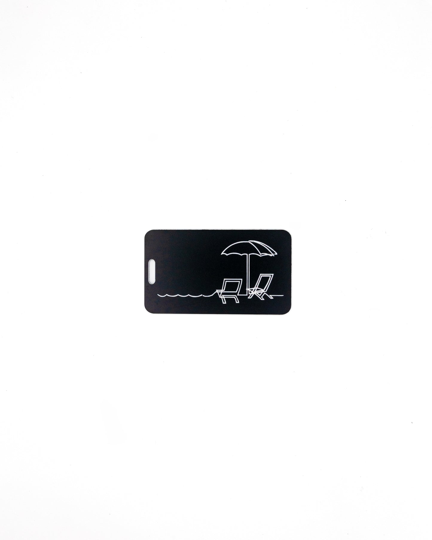 Beach Chair Design acrylic luggage tag in black.