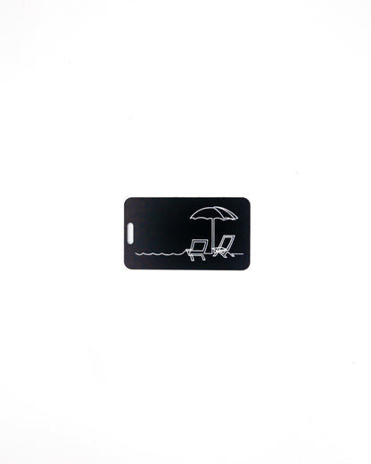 Beach Chair Design acrylic luggage tag in black.