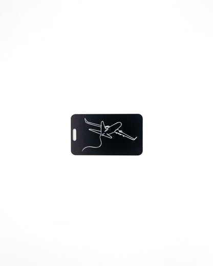 Plane Design acrylic luggage tag in black.