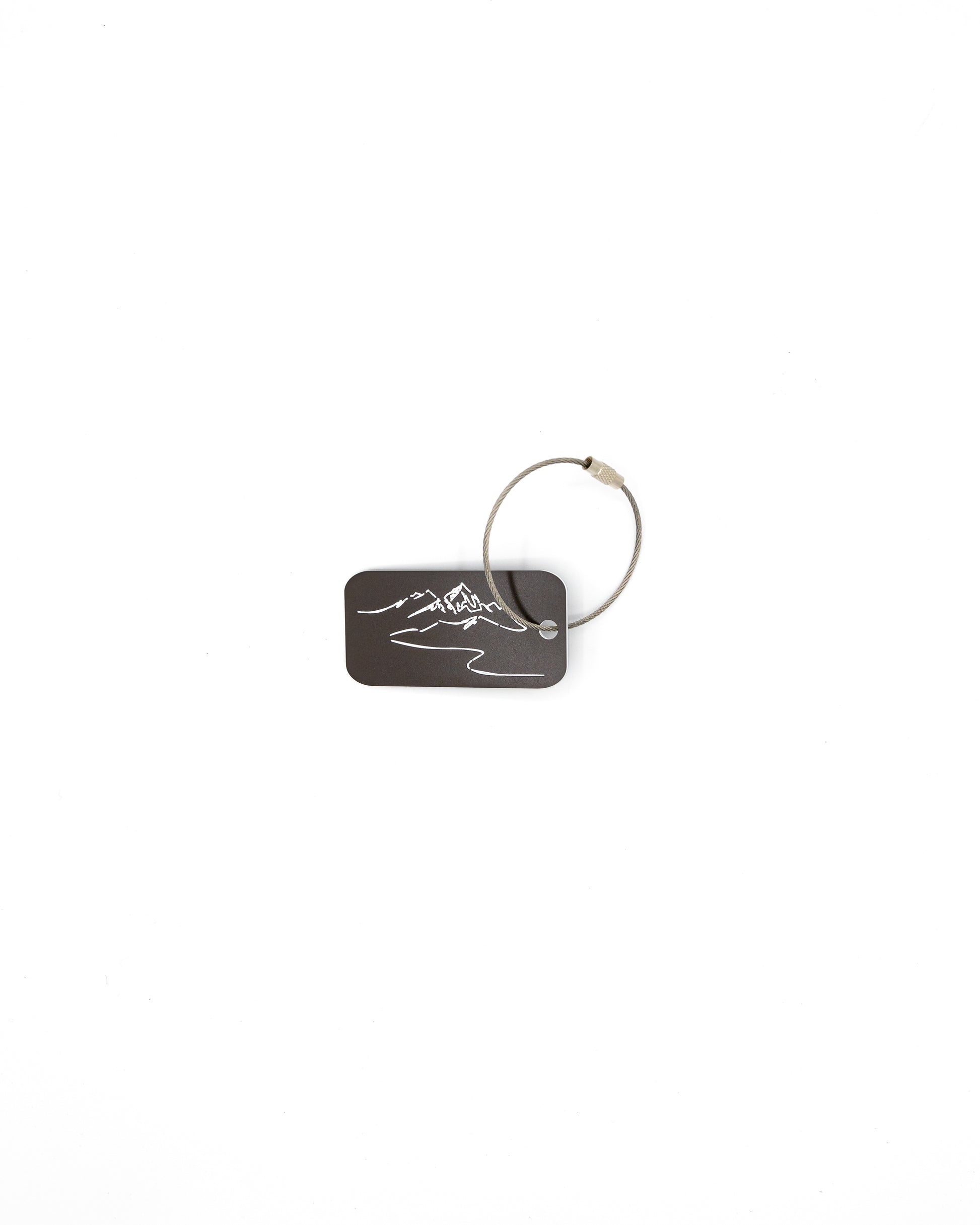 Mountain Design Acrylic Keychain in chocolate with wire loop