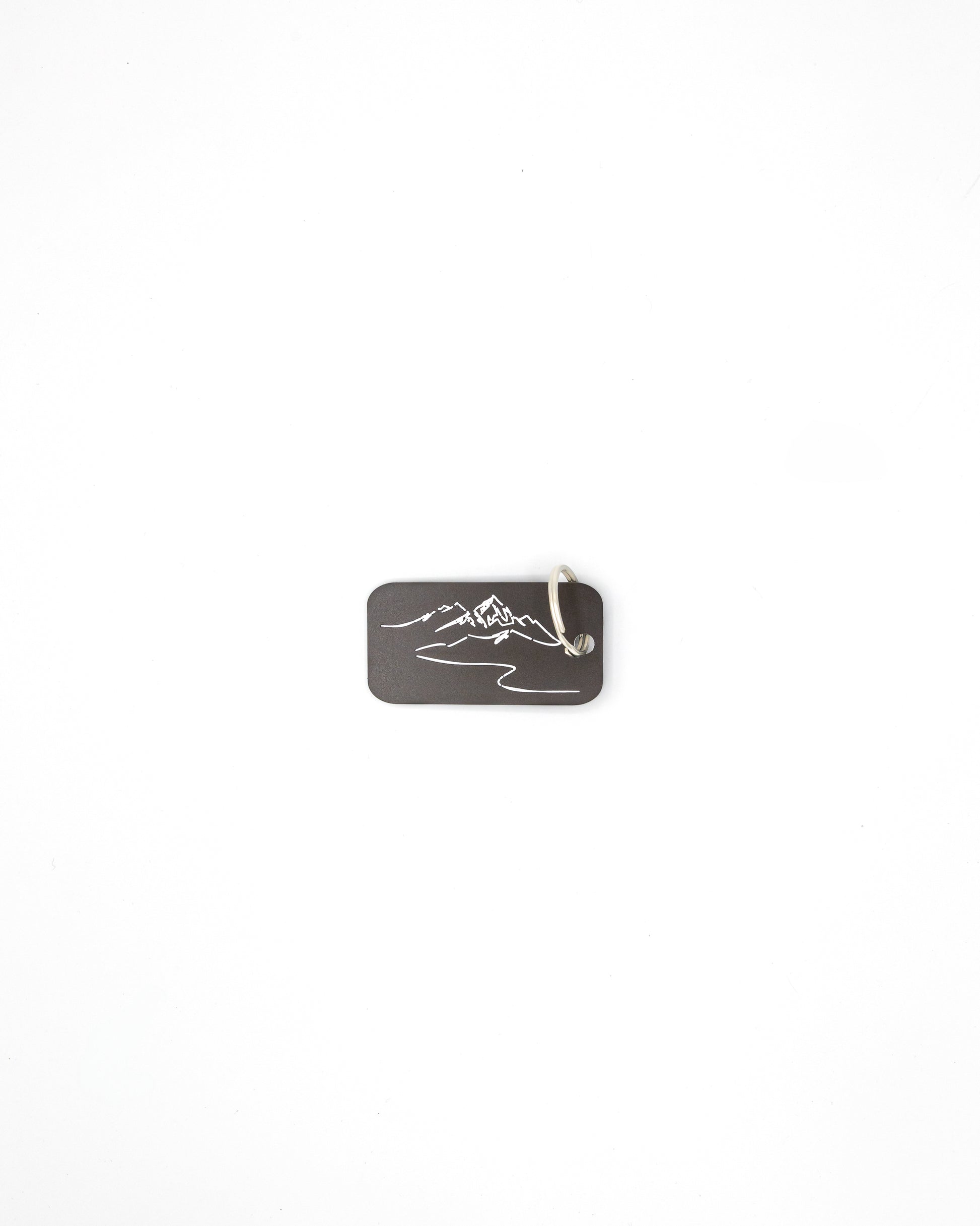Mountain Design Acrylic Keychain in chocolate with classic key ring