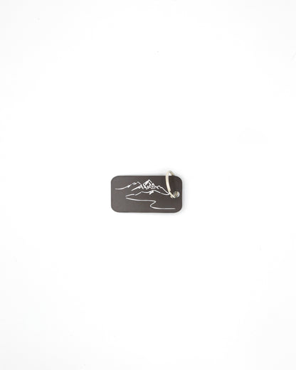 Mountain Design Acrylic Keychain in chocolate with classic key ring