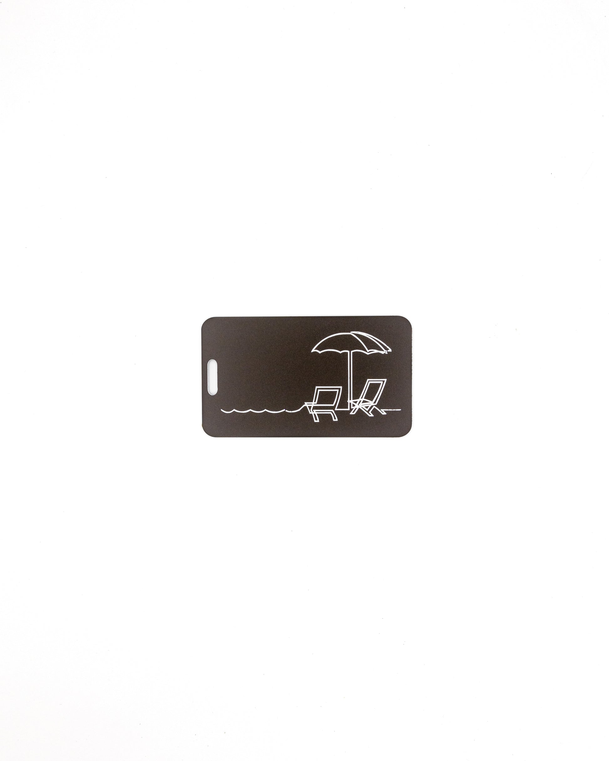 Beach Chair Design acrylic luggage tag in chocolate.