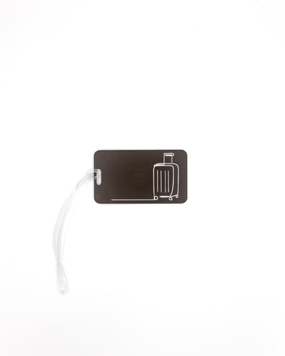 Luggage Design acrylic luggage tag in chocolate with worm loop.