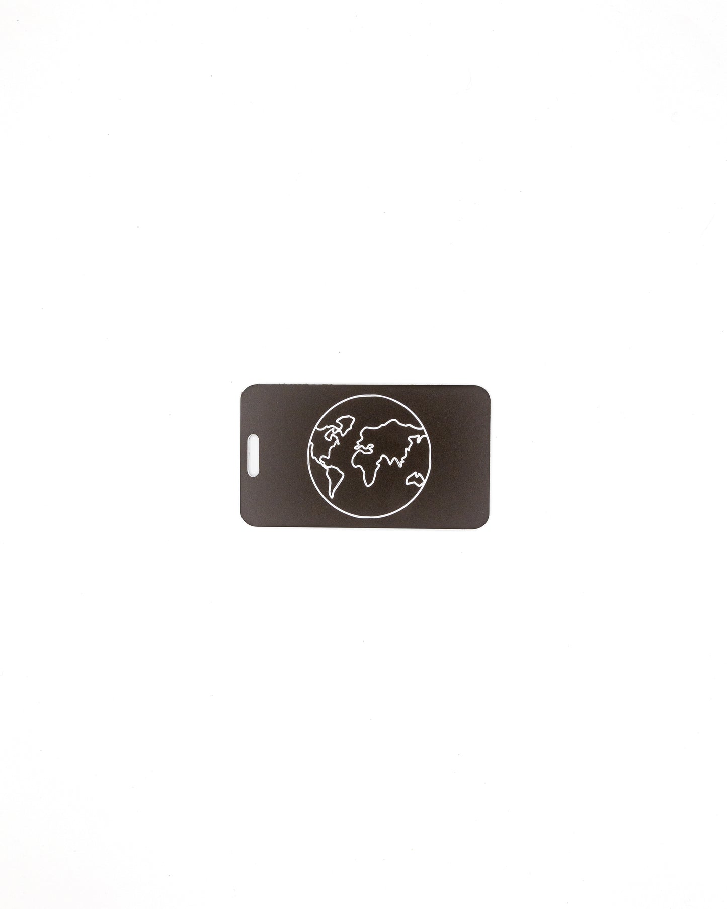 Globe Design acrylic luggage tag in chocolate.