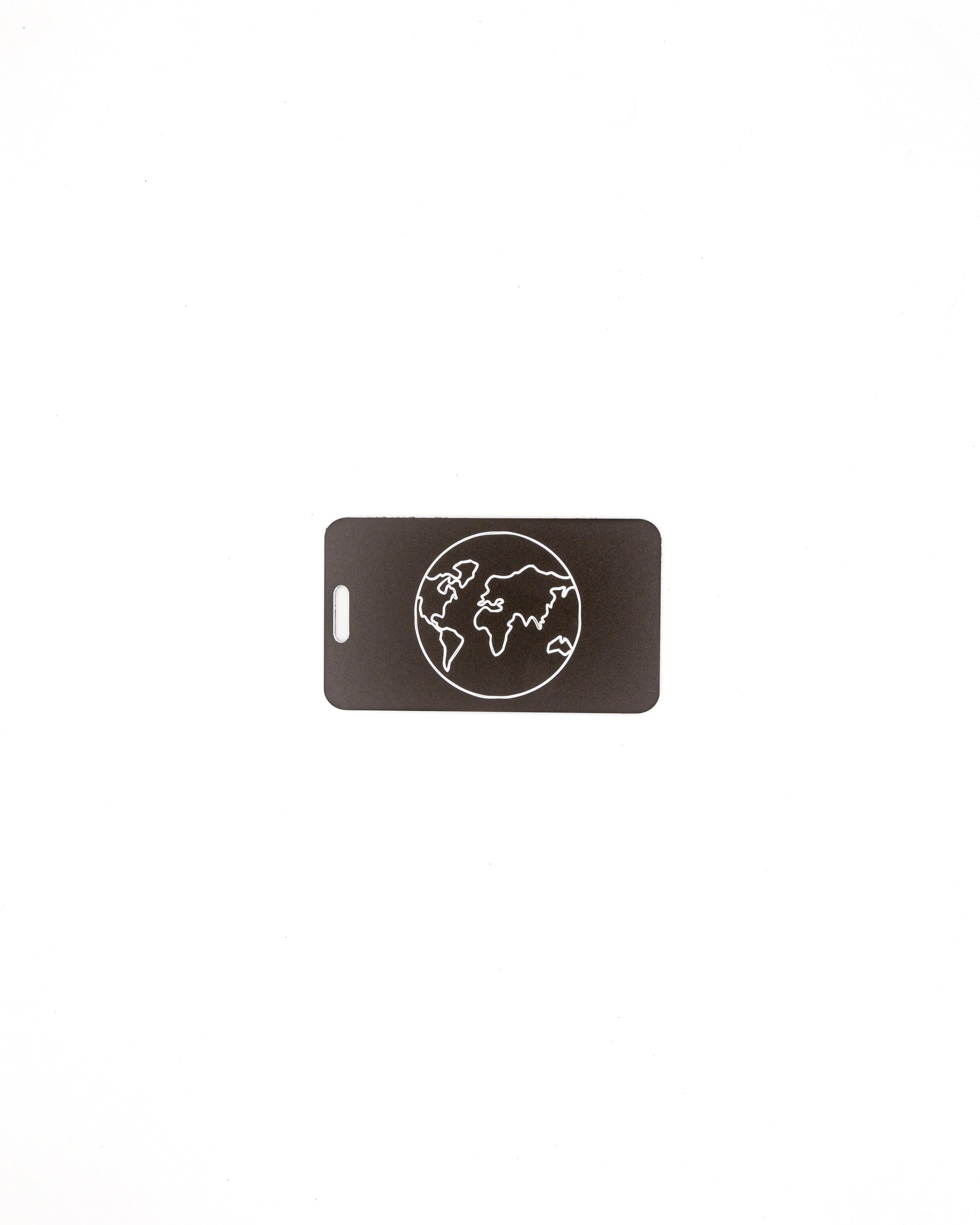 Globe Design acrylic luggage tag in chocolate.