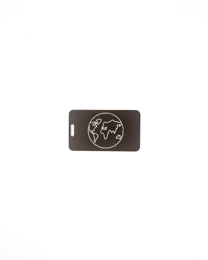 Globe Design acrylic luggage tag in chocolate.