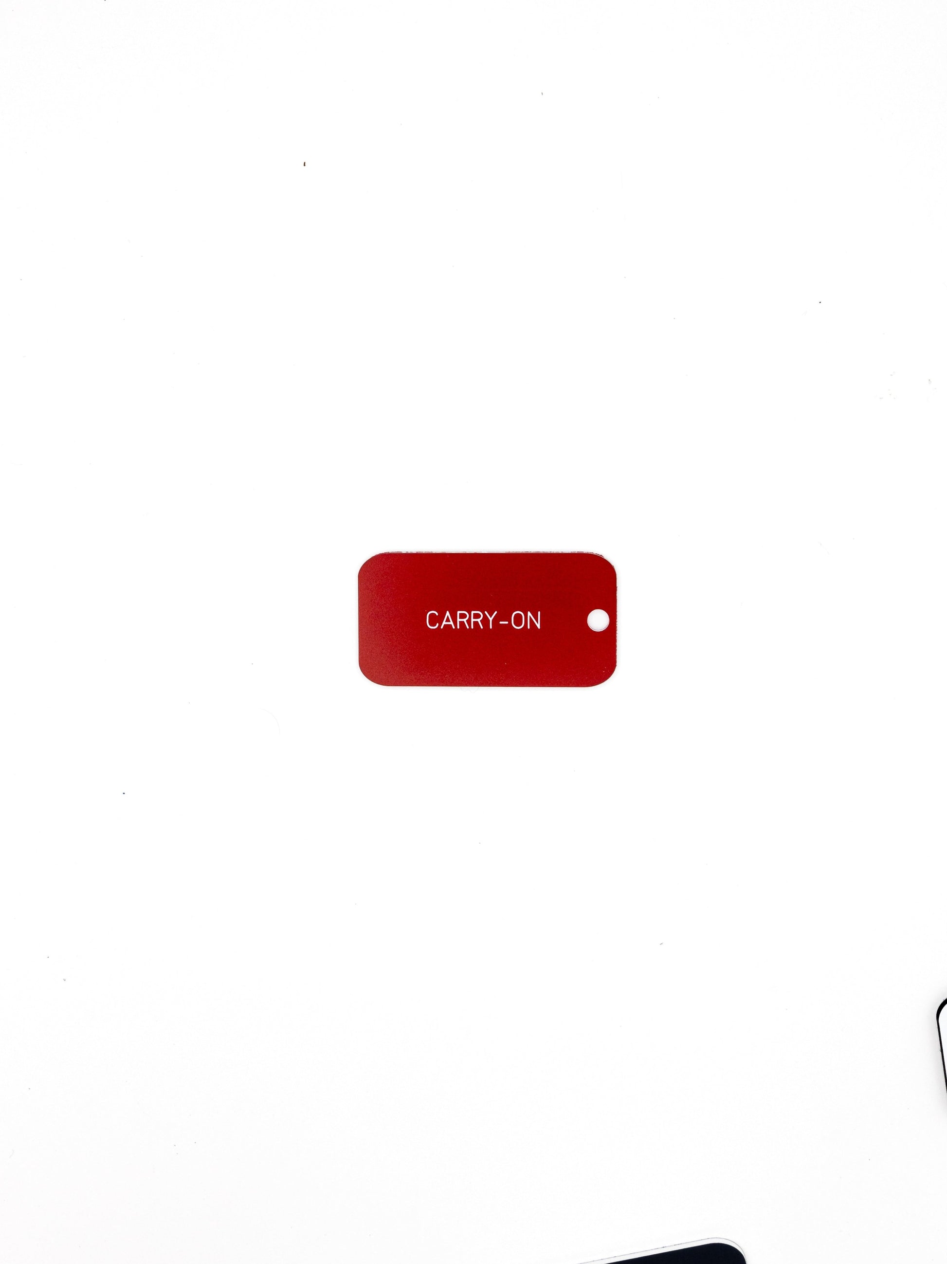 red custom key tag with text
