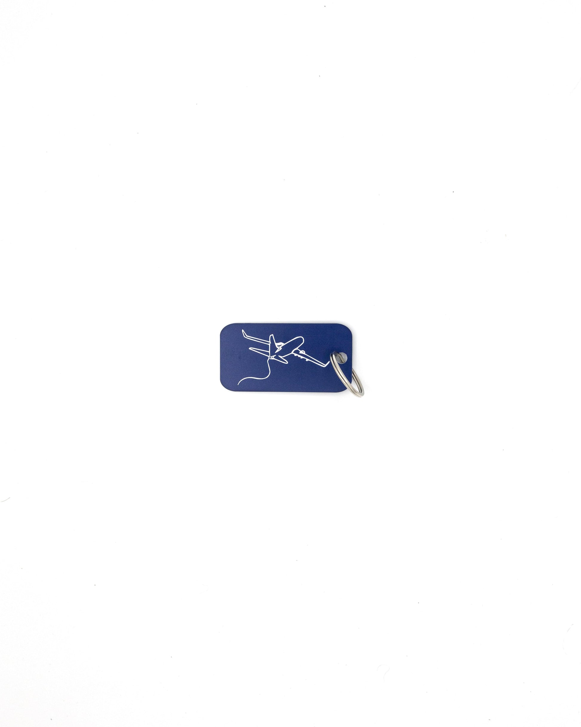 key tag with airplane design travel accessory dark blue with key ring
