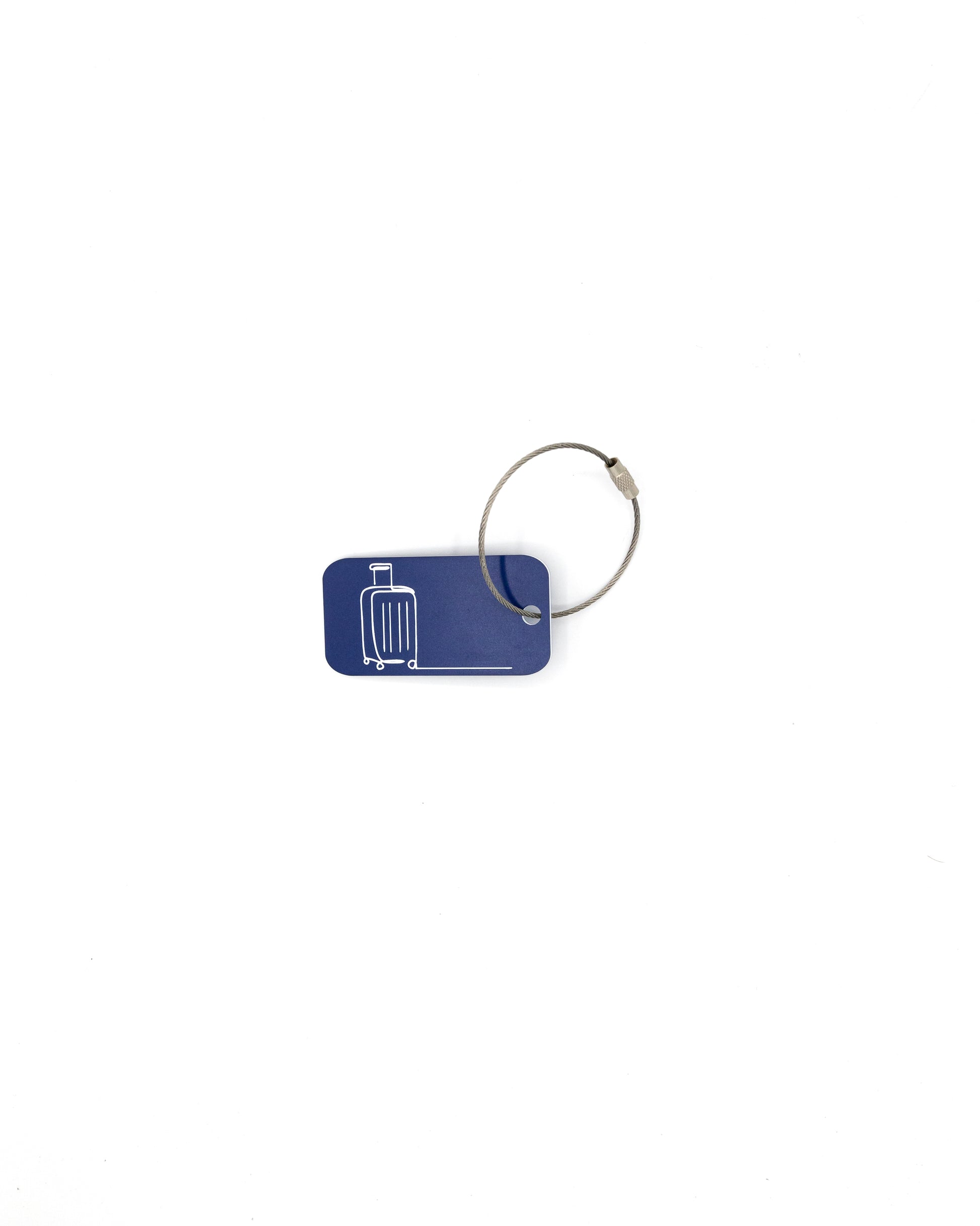 Luggage Design Acrylic Keychain in dark blue with wire loop