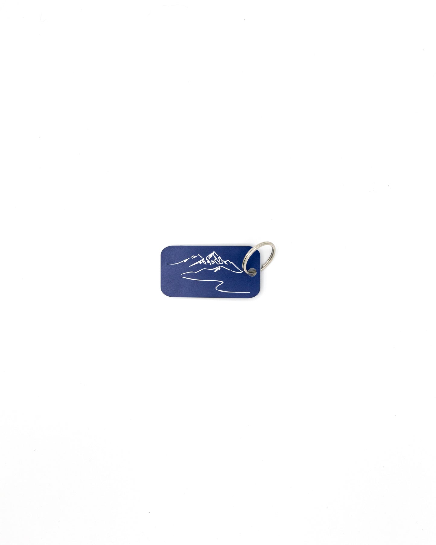 Mountain Design Acrylic Keychain in dark blue with classic key ring
