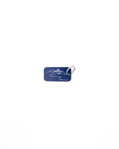 Mountain Design Acrylic Keychain in dark blue with classic key ring
