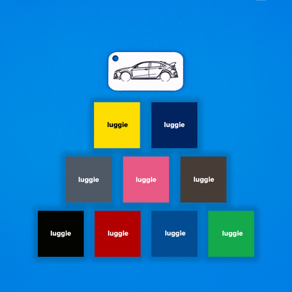 Honda Civic Type R keychain on blue background with different color options