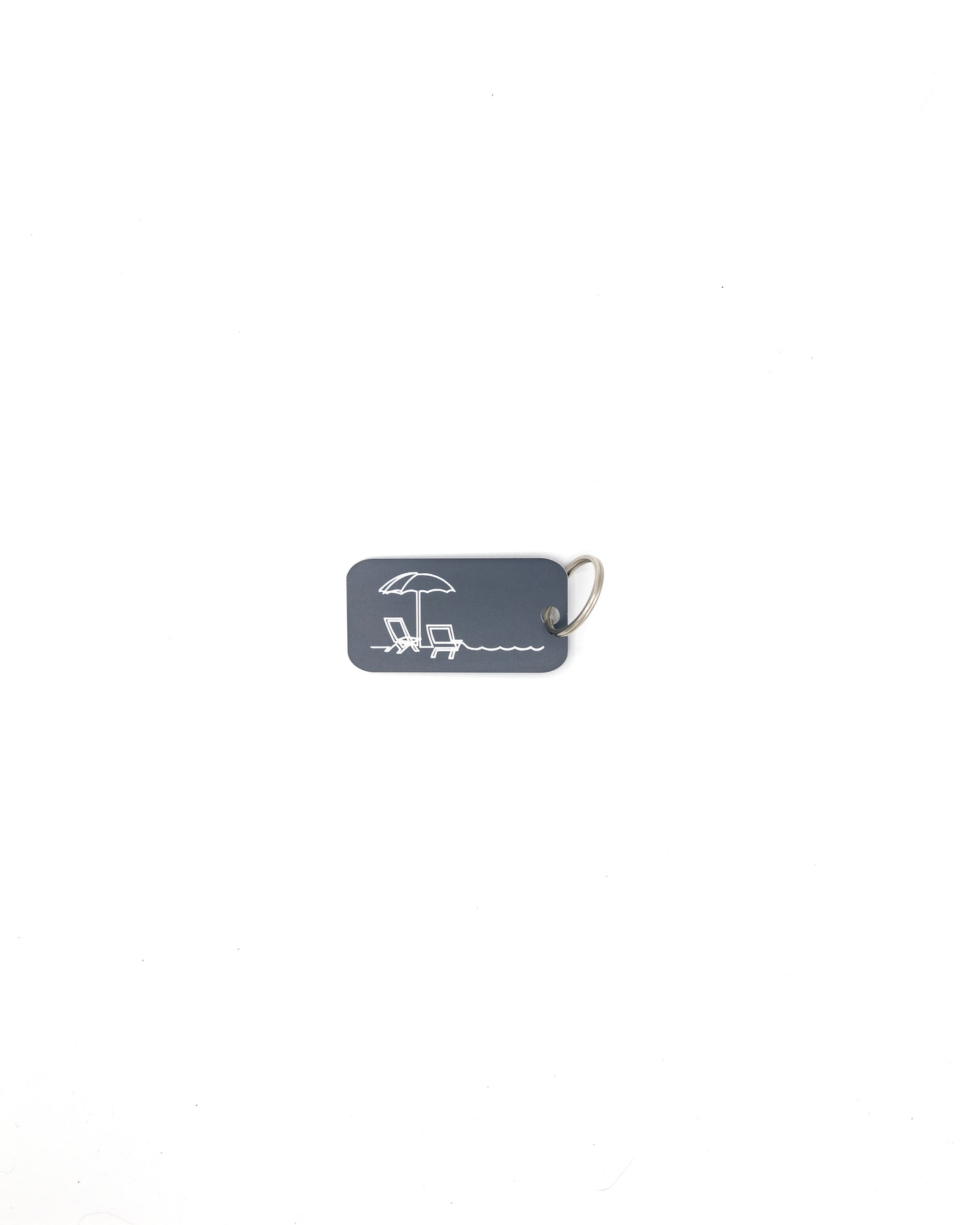 Beach Design Acrylic Keychain in grey with classic key ring