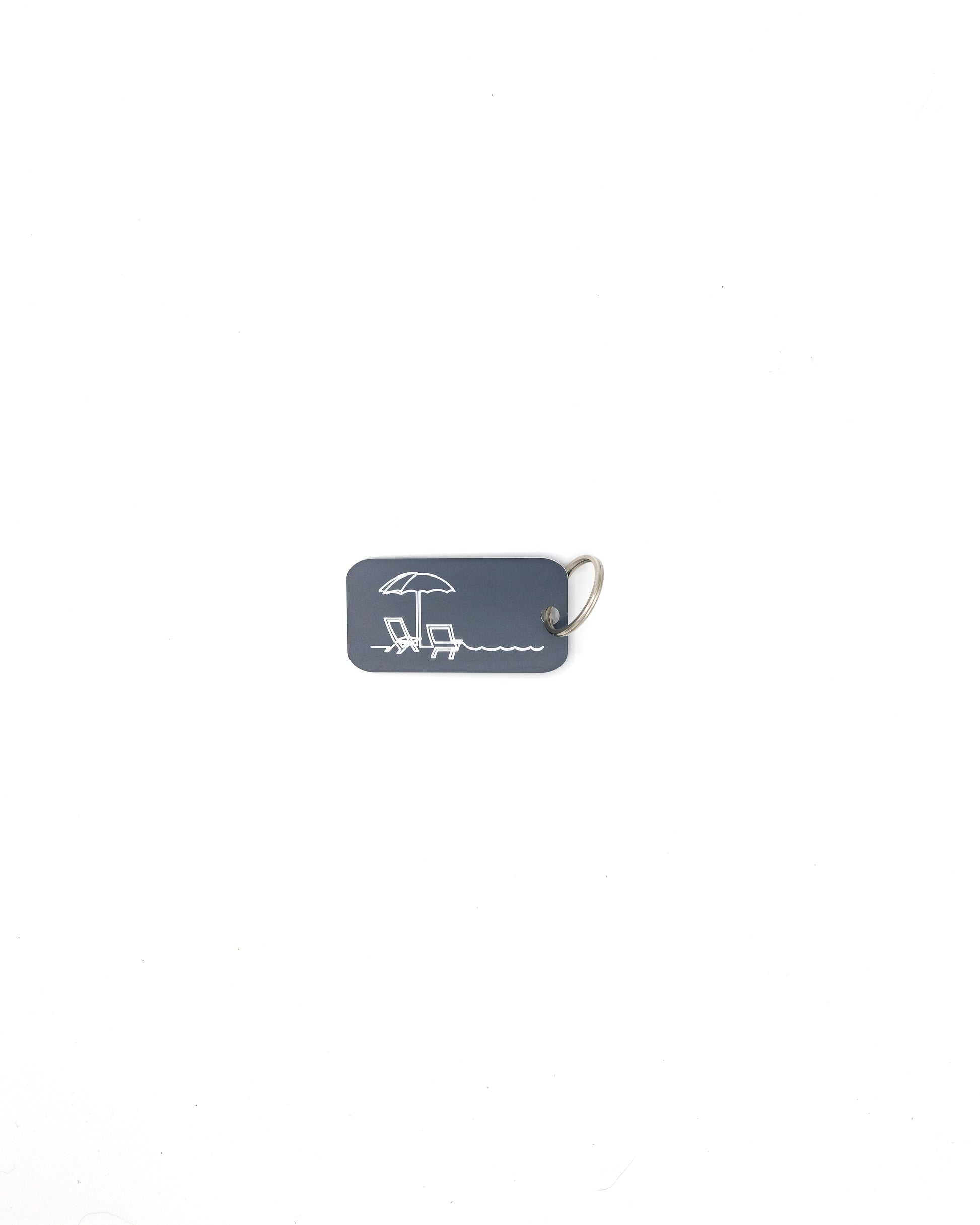 Beach Design Acrylic Keychain in grey with classic key ring