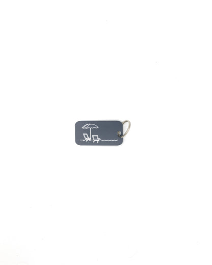 Beach Design Acrylic Keychain in grey with classic key ring