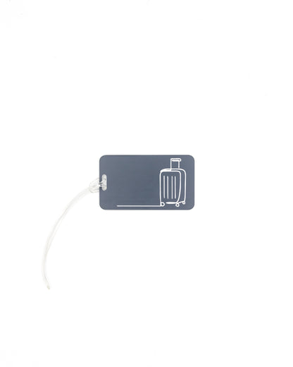 Luggage Design acrylic luggage tag in grey with worm loop.