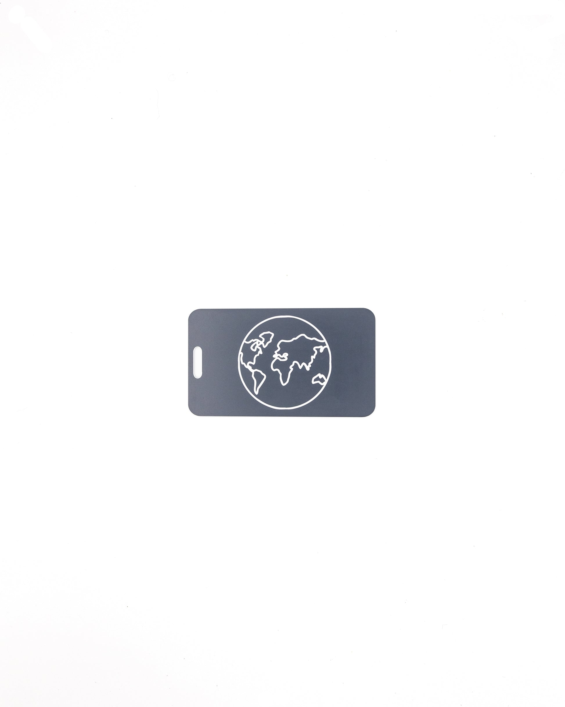 Globe Design acrylic luggage tag in grey.