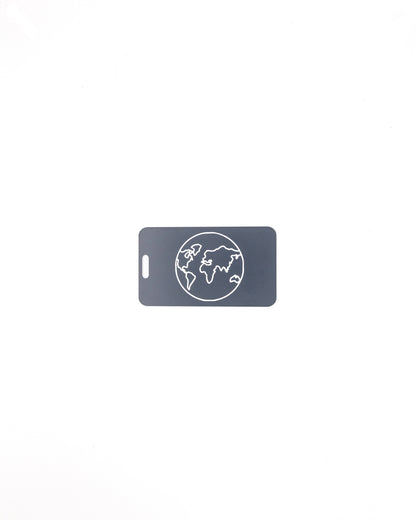 Globe Design acrylic luggage tag in grey.