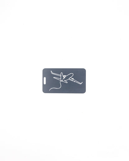 Plane Design acrylic luggage tag in grey.