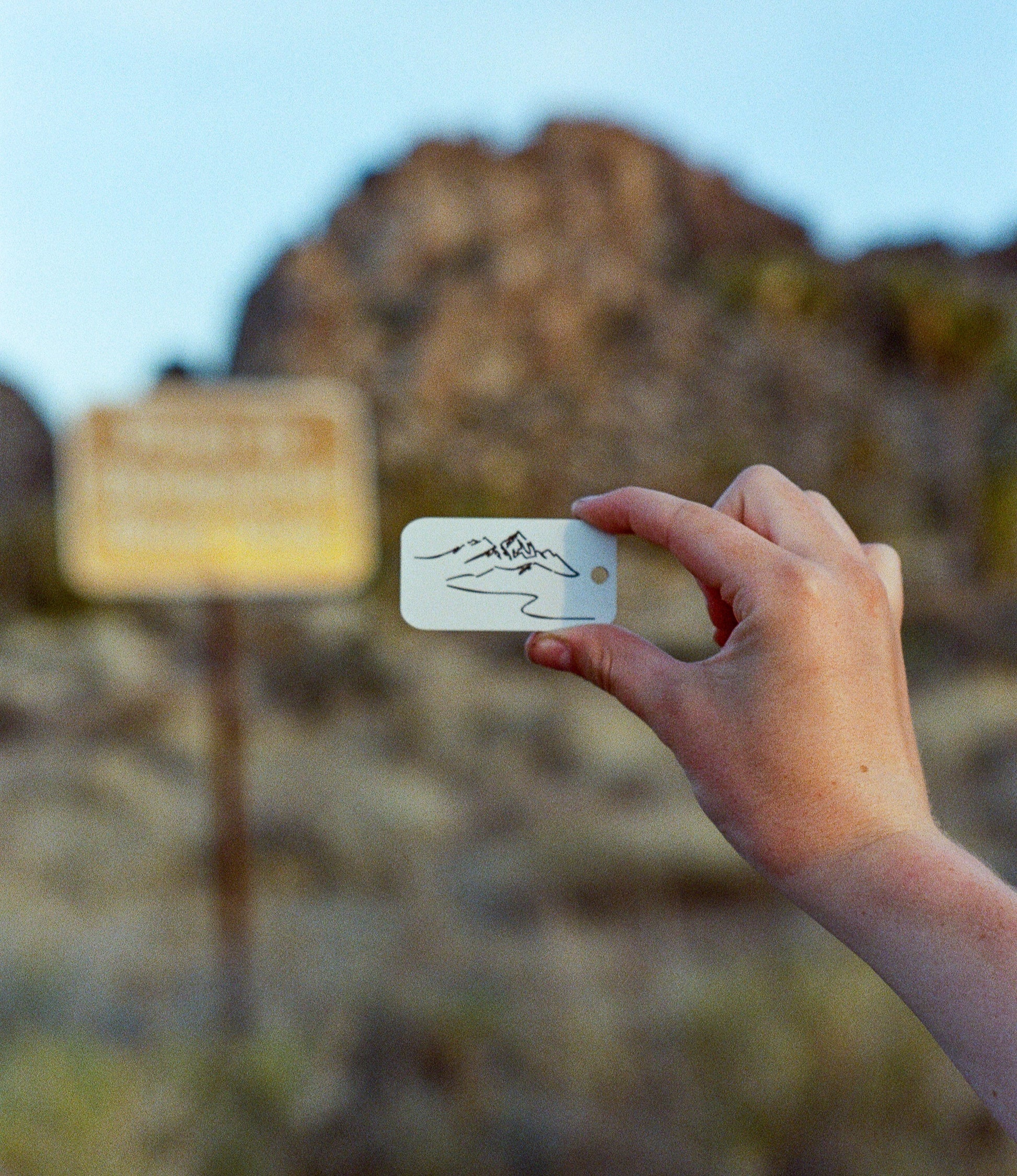Summit Keychain in white on 35mm film at joshua tree.