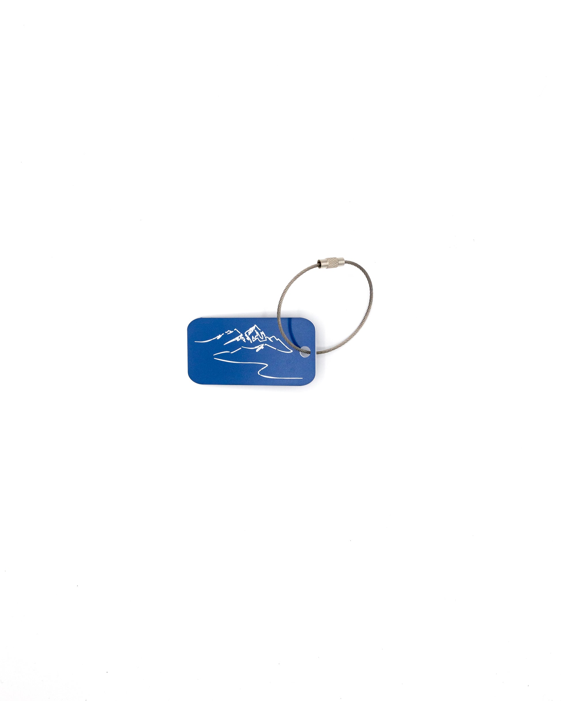 Mountain Design Acrylic Keychain in light blue with wire loop