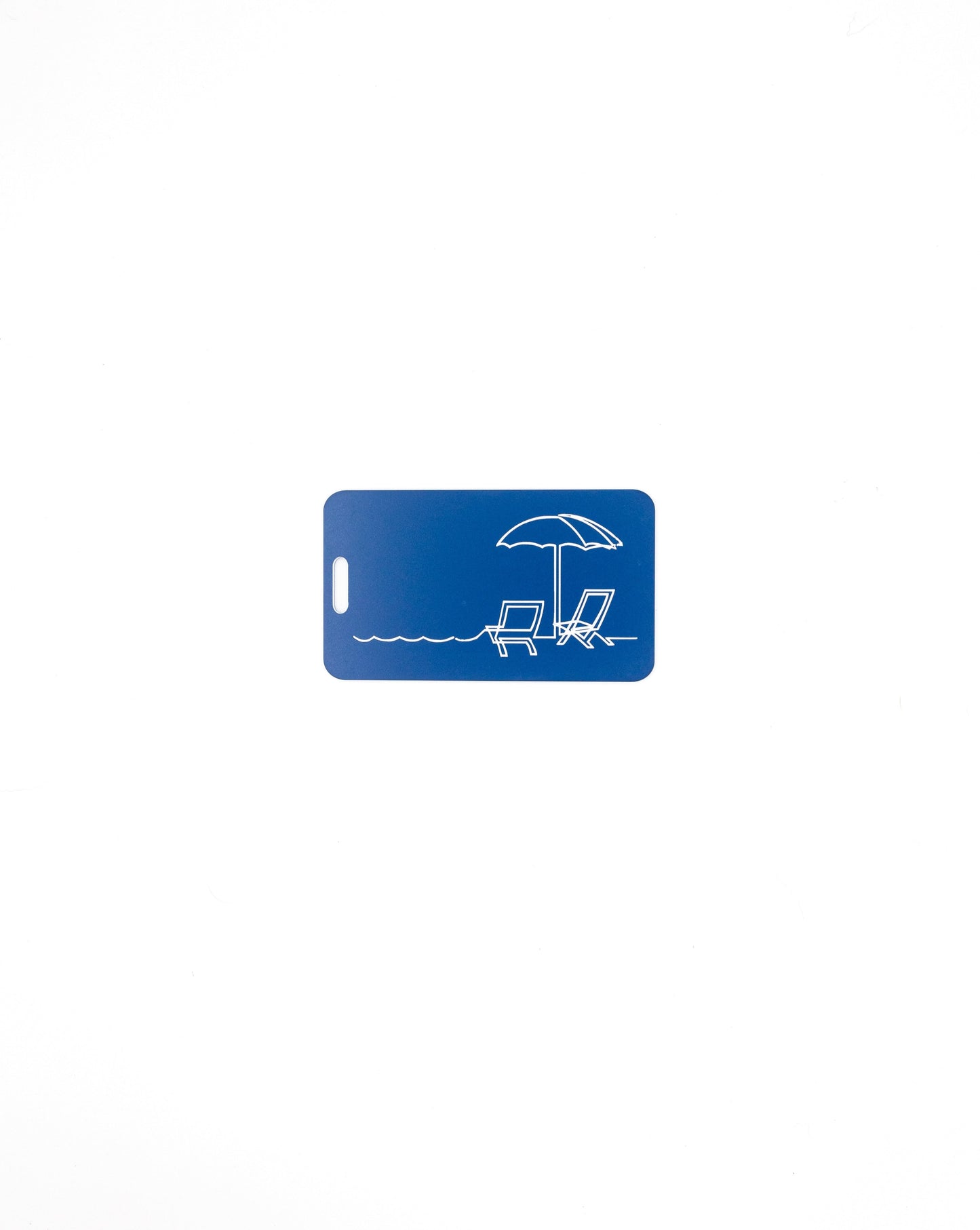 Beach Chair Design acrylic luggage tag in light blue.