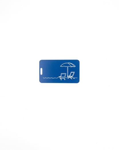 Beach Chair Design acrylic luggage tag in light blue.