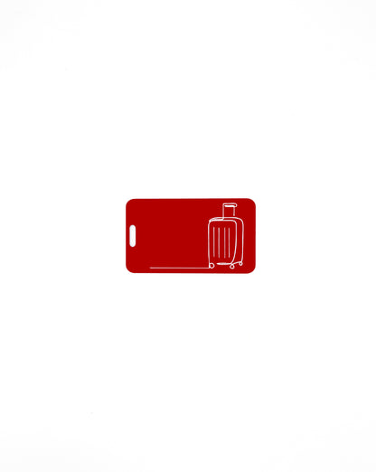Luggage Design acrylic luggage tag in red.