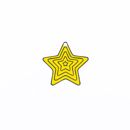 Yellow star-shaped keychain on a white background