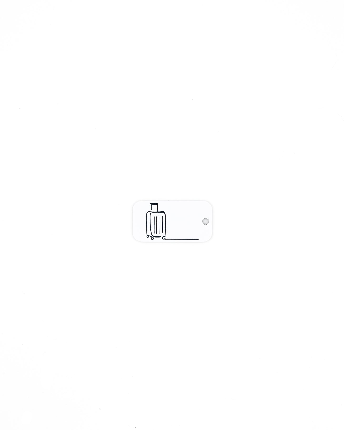 Luggage Design Acrylic Keychain in white with just the hole