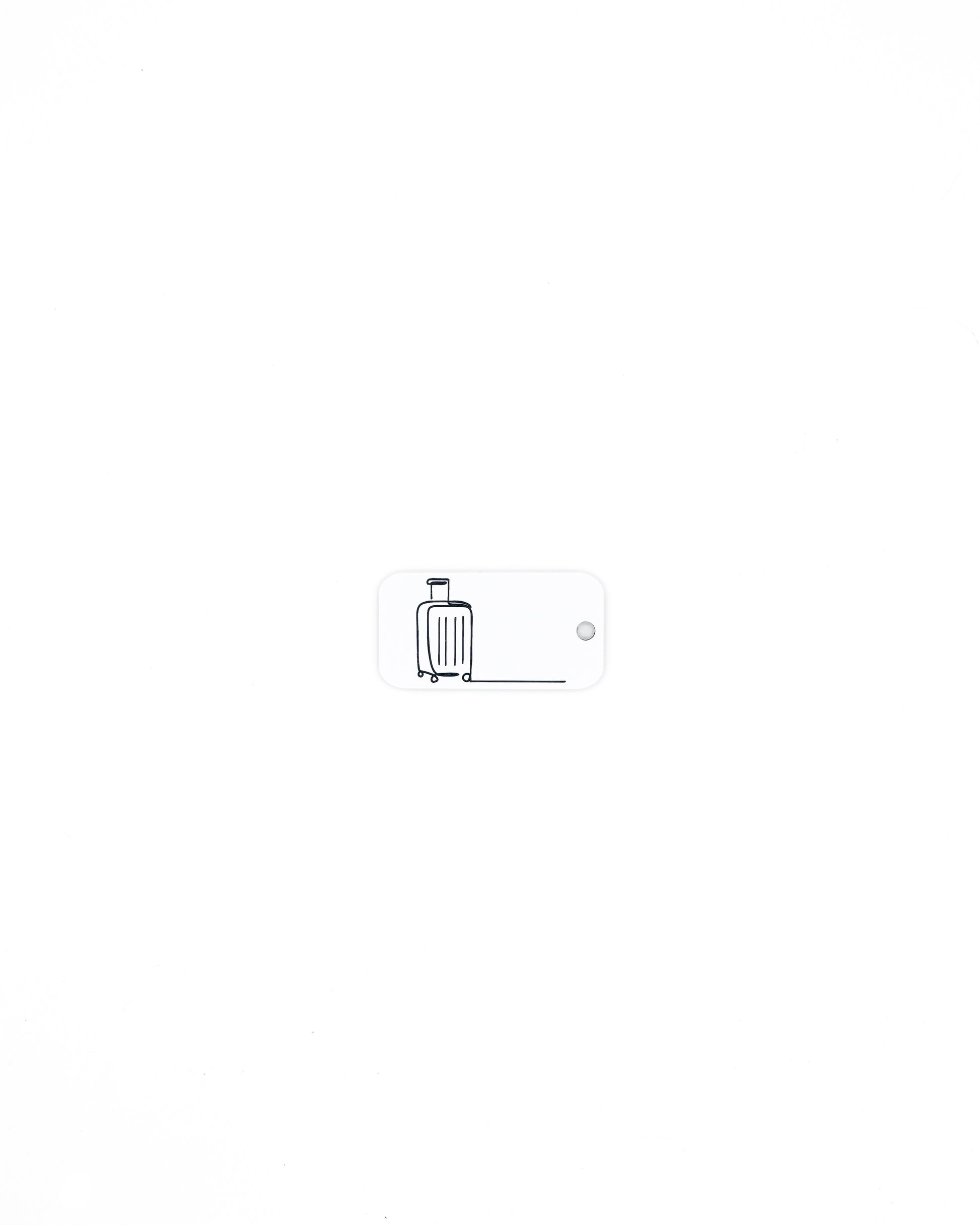 Luggage Design Acrylic Keychain in white with just the hole