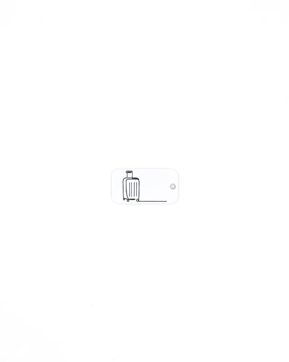 Luggage Design Acrylic Keychain in white with just the hole