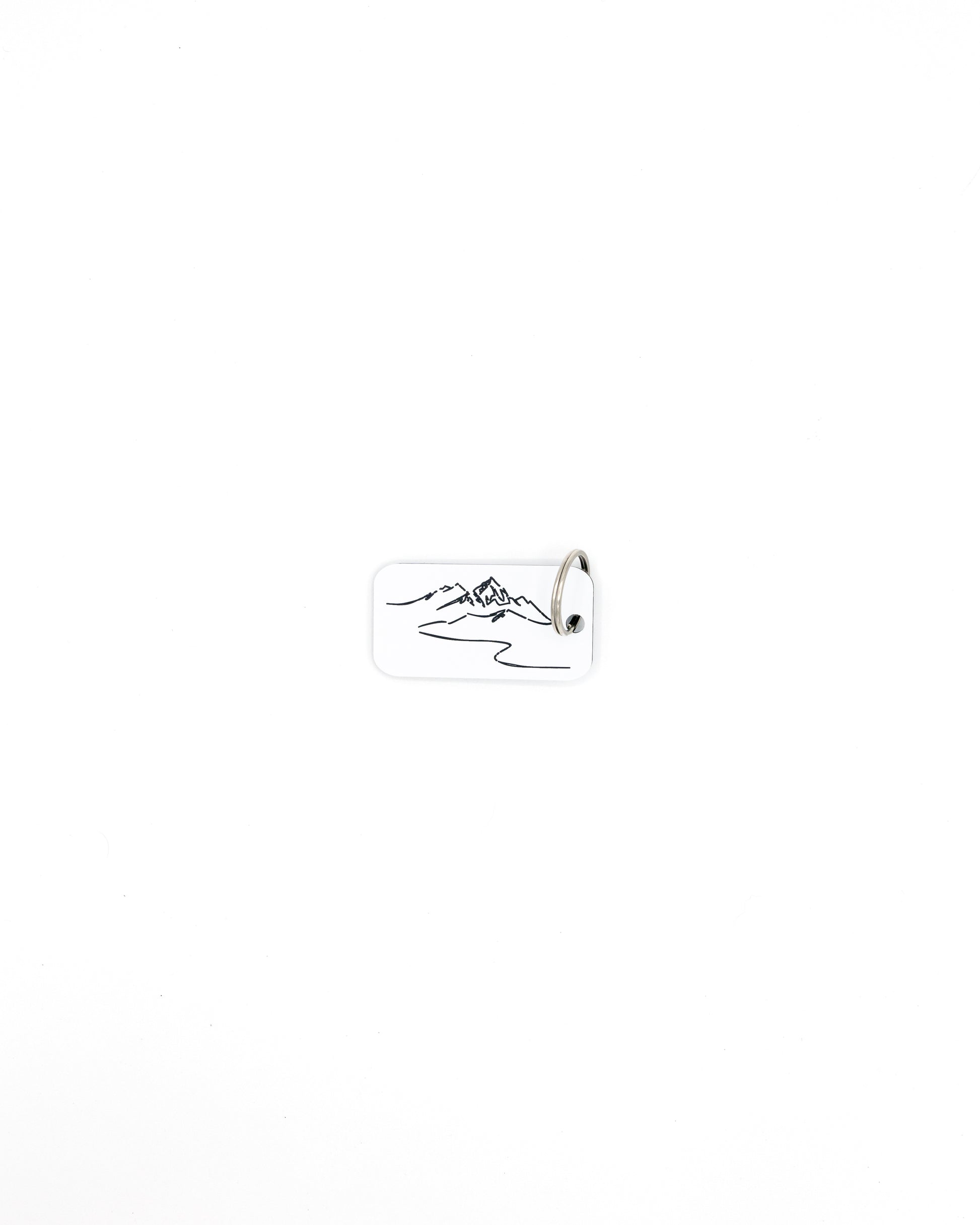 Mountain Design Acrylic Keychain in white with classic key ring