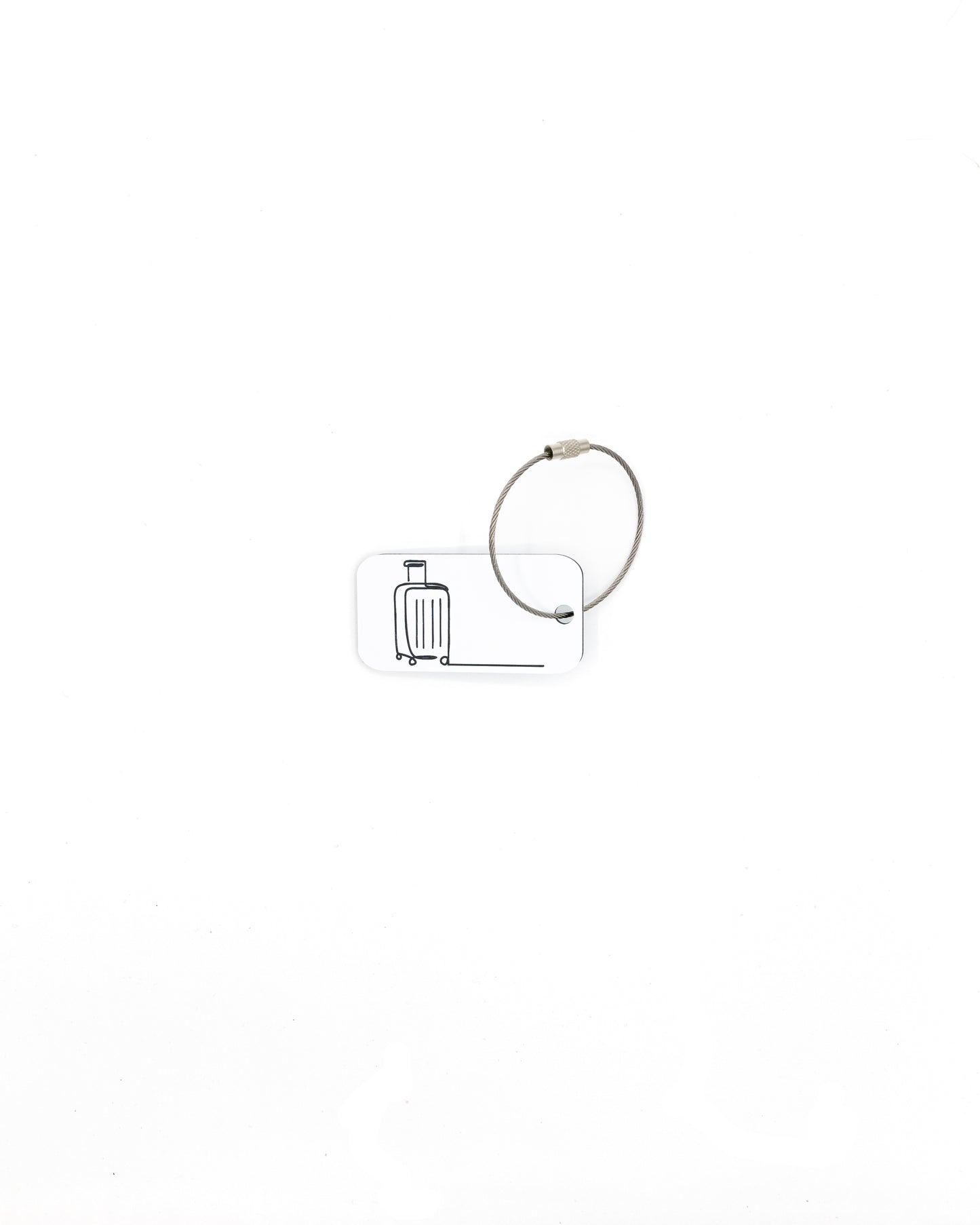 Luggage Design Acrylic Keychain in white with wire loop