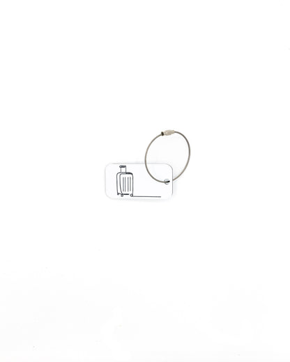 Luggage Design Acrylic Keychain in white with wire loop