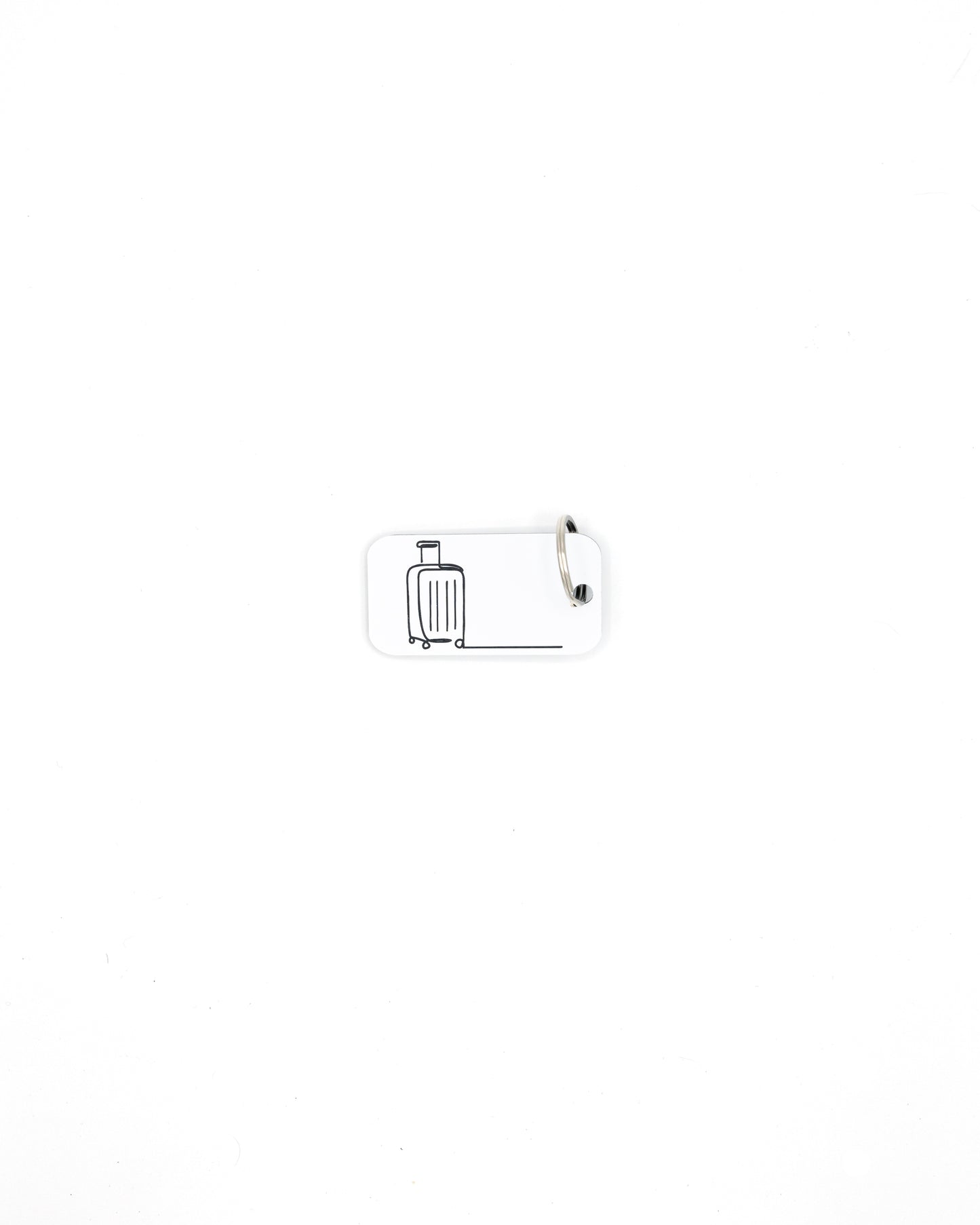 Luggage Design Acrylic Keychain in white with classic key ring
