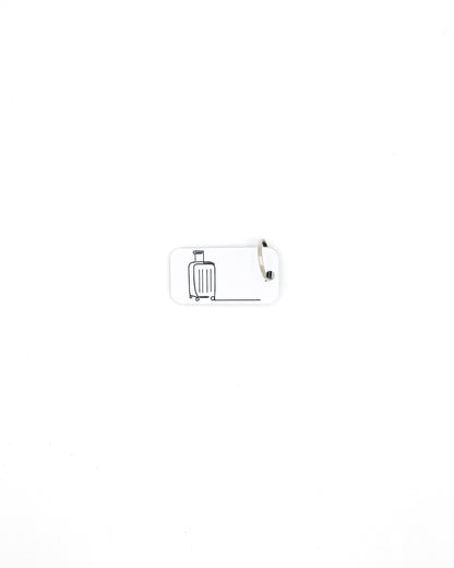 Luggage Design Acrylic Keychain in white with classic key ring