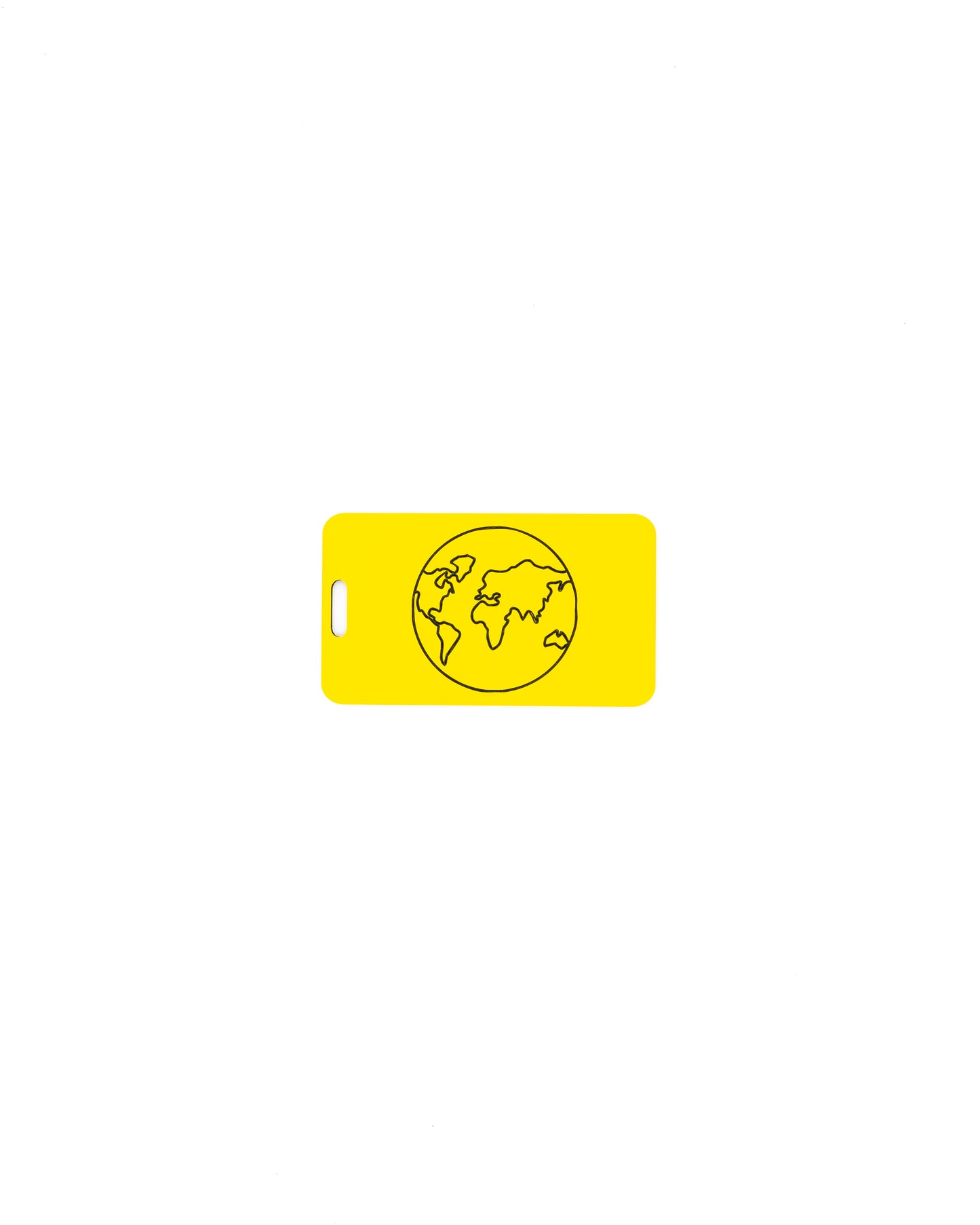 Globe Design acrylic luggage tag in yellow.