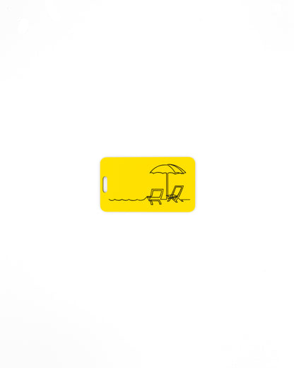 Beach Chair Design acrylic luggage tag in yellow.