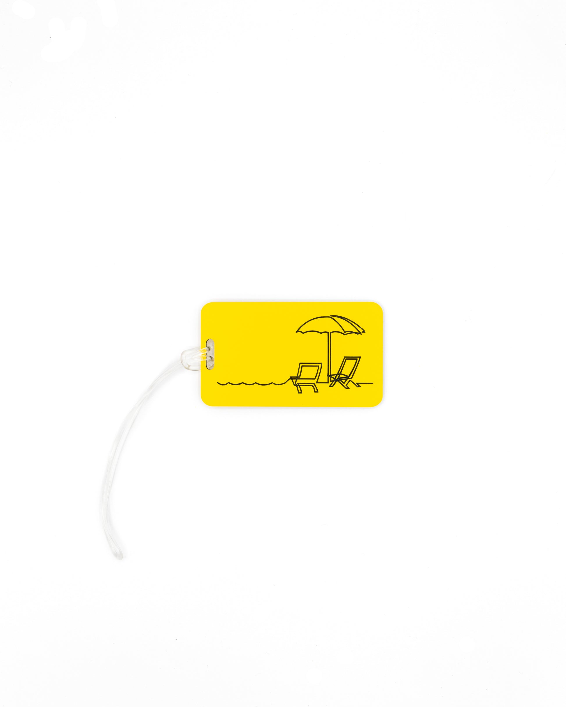 Beach Chair Design acrylic luggage tag in yellow with worm loop.